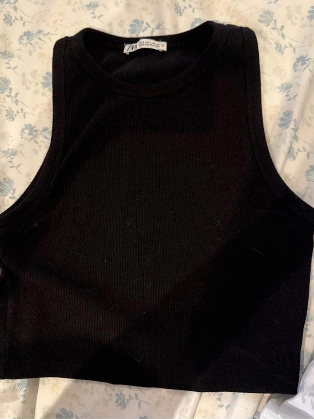 Zara Black Ribbed Cropped Tank